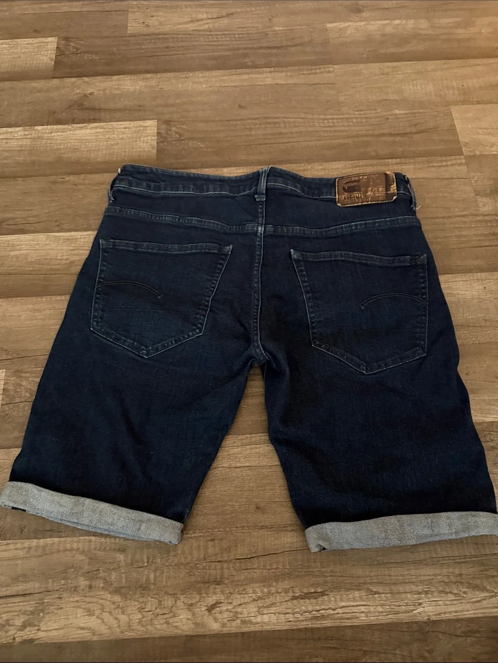 G-Star Raw Navy Folded Hem Denim Shorts